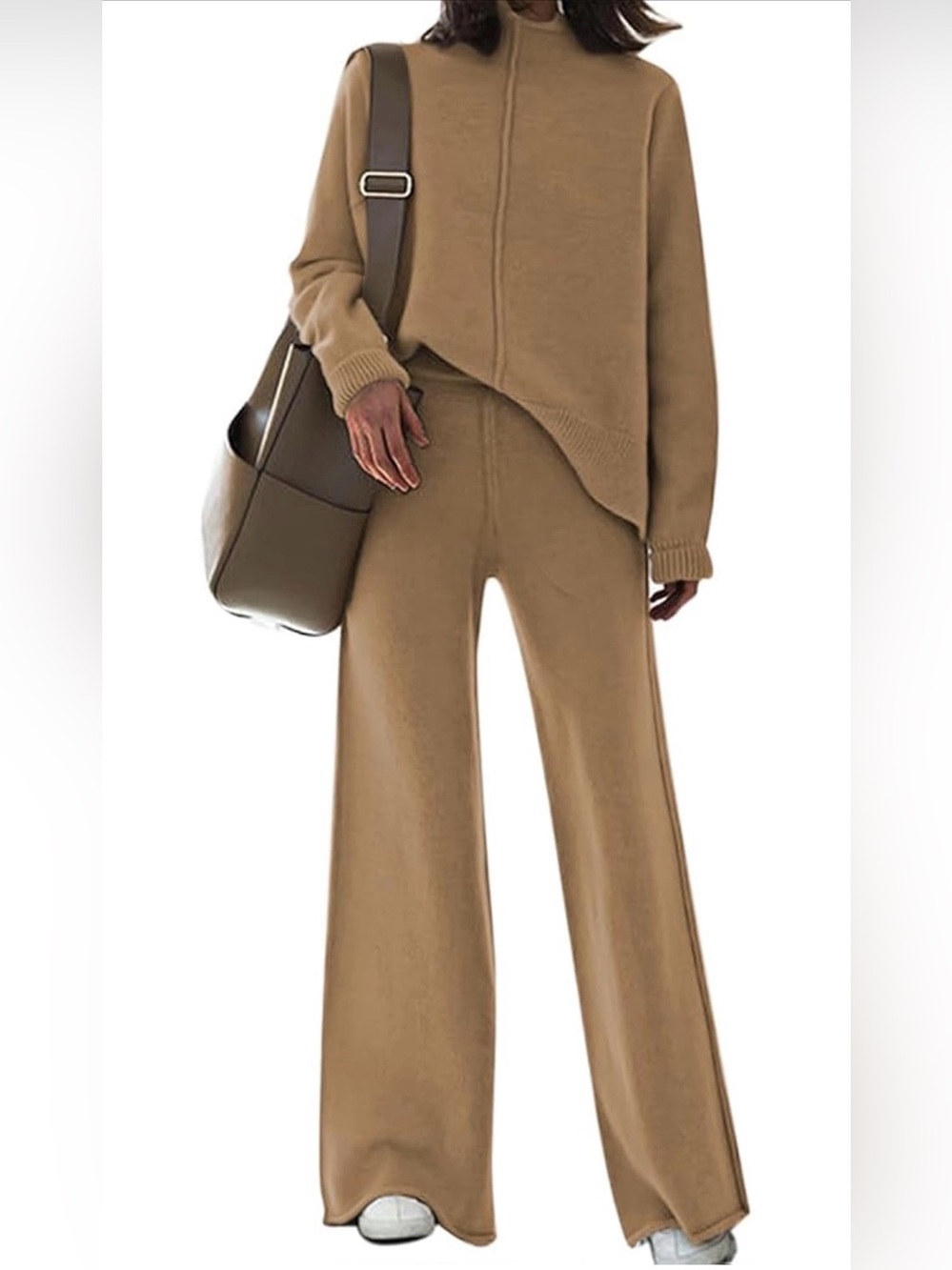 Women’s Two Piece Lounge Set—Pullover Sweater and Wide Leg Pant Tracksuit